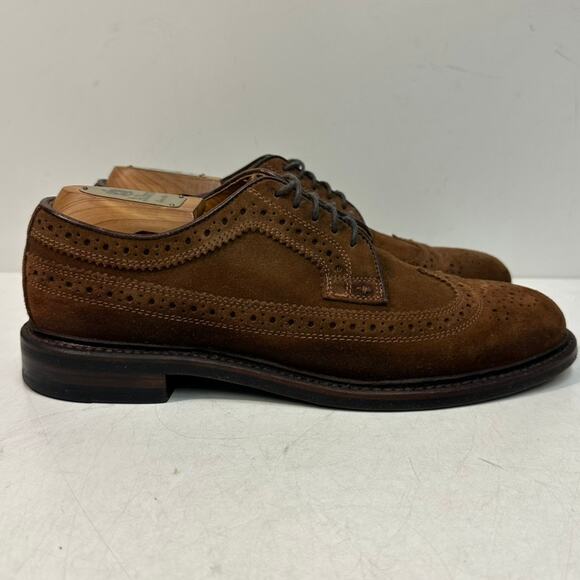 Grant Stone x J. Crew Ludlow Suede Wingtip Longwing Medium Brown Bench Made 7.5 - Picture 3 of 13